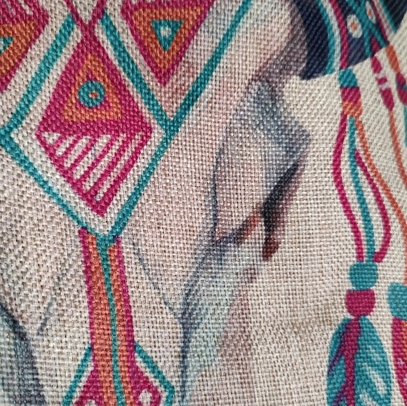 Montana West Burlap Tan Tote Bag with Tribal Design - Picture 6 of 16